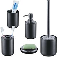 RELAXDAYS Badezimmer Set, 5-tlg., Badaccessoires Edelstahl gebürstet, komplette Badezimmerausstattung, modern, anthrazit - 