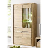 58 AUFM KESSEL Vitrinenschrank Massivholz Ianka 114x198x41 Vitrine Wildeiche Bianco geölt 20008