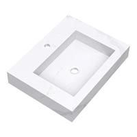 Saniclass Artificial Marble Wastafel 59.6x45.7x10.5 Rechthoek 1 kraangat 1 wasbak Marmerlook Wit WT-AM601CG