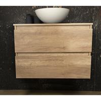 Boss & Wessing Badmeubel Paris 60 cm Met Topplaat en Spiegel Canyon Oak - 33768-170799