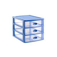 Forte Plastics Ladeblok/bureau Organizer Met 3x Lades Blauw/transparant L35,5 X B27 X H27 Cm adeblok