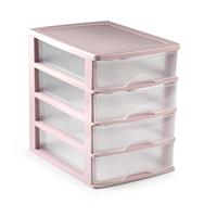 Ladeblok/bureau Organizer Met 4 Lades Roze/transparant L 35,5 X B 27 X H 35 Cm adeblok