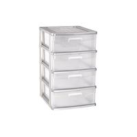 Forte Plastics Ladeblok/bureau Organizer Met 4x Lades Grijs/transparant L40 X B39 X H65 Cm adeblok