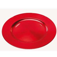 Shoppartners Rond Kaarsenbord/kaarsenplateau Rood Van Kunststof 33 Cm - Kaarsenplateaus