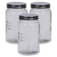 Set Van 3x Stuks Glazen Keuken/voedsel Opslag Voorraadbus 18 Cm - Voorraadpot