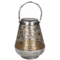 Anna's Collection Solar Lantaarn Met Bloemen Patroon Metaal Antiek Zilver 19 Cm antaarns