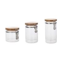 Shoppartners Set Van 3x Stuks Glazen Voorraadpotten/voorraadbussen Met Beugelsluiting 1800ml - 1300ml - 800ml - Voorraadpot