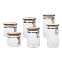 Shoppartners Set Van 6x Stuks Glazen Voorraadpotten/voorraadbussen Met Beugelsluiting 1800ml - 1300ml - 800ml - Voorraadpot