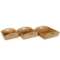 Dijk Natural Collections Plantenbak Hout-naturel-38x38x14cm-set Van 3