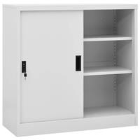 vidaXL Büroschrank mit Schiebetür Hellgrau 90x40x90 cm Stahl 