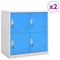 VidaXL Lockerkasten 2 St 90x45x92,5 Cm Staal Lichtgrijs En Blauw