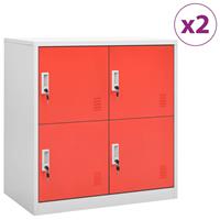 VidaXL Lockerkasten 2 St 90x45x92,5 Cm Staal Lichtgrijs En Rood