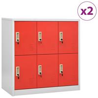 VidaXL Lockerkasten 2 St 90x45x92,5 Cm Staal Lichtgrijs En Rood