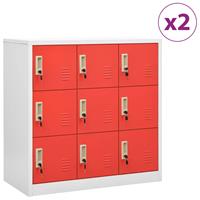 VidaXL Lockerkasten 2 St 90x45x92,5 Cm Staal Lichtgrijs En Rood