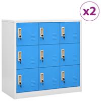 VidaXL Lockerkasten 2 St 90x45x92,5 Cm Staal Lichtgrijs En Blauw