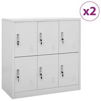 VidaXL Lockerkasten 2 St 90x45x92,5 Cm Staal Lichtgrijs