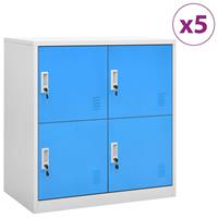 VidaXL Lockerkasten 5 St 90x45x92,5 Cm Staal Lichtgrijs En Blauw