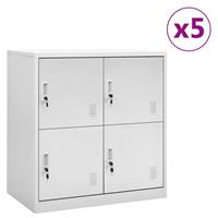 VidaXL Lockerkasten 5 St 90x45x92,5 Cm Staal Lichtgrijs