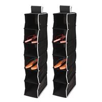 2x Stuks Hangende Kast Organizers Zwart Met 6 Vakken 15 X 30 X 84 Cm - Opbergmanden