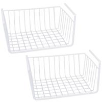Shoppartners 2x Stuks Opberg/opruim Hangmandje/kastmandje Wit 37 Cm Van Ijzer - Opbergmanden