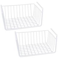 Shoppartners 2x Stuks Opberg/opruim Hangmandje/kastmandje Wit 37 Cm Van Ijzer - Opbergmanden