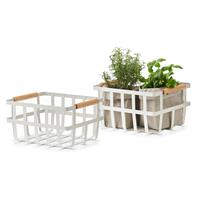 Shoppartners Set Van 2x Stuks Industriele Draadmand/opbergmand Wit Metaal 32 X 25 X 17 Cm - Opbergmanden