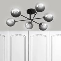 Euluna Deckenleuchte Glassy 6-flg. gerade, Glas grafit