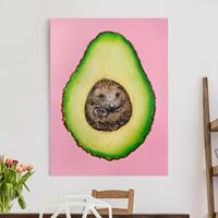 Bilderwelten Leinwandbild Tiere - Hochformat Avocado mit Igel