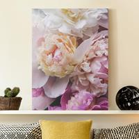 Bilderwelten Leinwandbild Blumen - Hochformat Blühende Pfingstrosen
