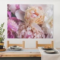 Bilderwelten Leinwandbild Blumen - Querformat Blühende Pfingstrosen