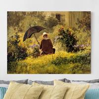 Bilderwelten Leinwandbild Blumen - Querformat Carl Spitzweg - Der Maler im Garten