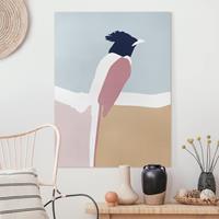 Bilderwelten Leinwandbild Tiere - Hochformat Line Art Vogel Pastell