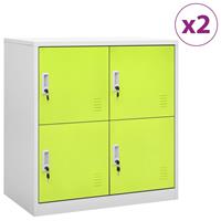 vidaXL Lockerkasten 2 st 90x45x92,5 cm staal lichtgrijs en groen