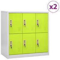 vidaXL Lockerkasten 2 st 90x45x92,5 cm staal lichtgrijs en groen