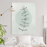 Bilderwelten Leinwandbild Blumen - Hochformat Zweig Geometrie Kreis Line Art