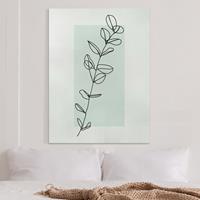 Bilderwelten Leinwandbild Blumen - Hochformat Zweig Geometrie Viereck Line Art