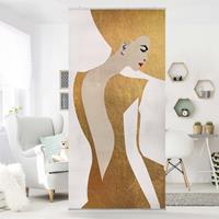 Bilderwelten Raumteiler Blumen Dame mit Hut in Gold