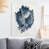 Bilderwelten Leinwandbild Strand - Hochformat Strandgut in Navy I