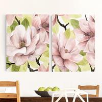 Bilderwelten 2-teiliges Leinwandbild Blumen Magnolie errötet Set I