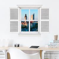 Klebefieber 3D Wandtattoo Flügelfenster Leipzig Skyline