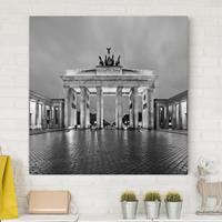 Bilderwelten Leinwandbild Berlin - Quadrat Erleuchtetes Brandenburger Tor II