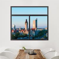 Klebefieber 3D Wandtattoo Fenster Schwarz Leipzig Skyline