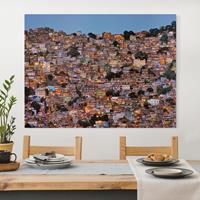 Bilderwelten Leinwandbild Architektur & Skyline - Querformat Rio de Janeiro Favela Sonnenuntergang