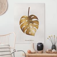 Bilderwelten Leinwandbild Blumen - Hochformat Gold - Monstera
