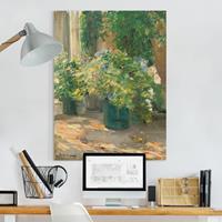 Bilderwelten Leinwandbild Blumen - Hochformat Max Liebermann - Blumentöpfe vor dem Haus