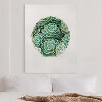 Bilderwelten Leinwandbild Blumen - Hochformat Wasserfarben - Grüne Sukkulenten
