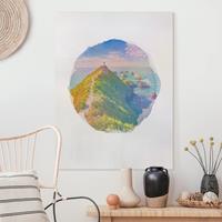 Bilderwelten Leinwandbild Strand - Hochformat Wasserfarben - Nugget Point Leuchtturm und Meer Neuseeland