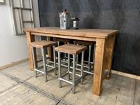 Het Steigerhouthuis Steigerhouten Bartafel Blokpoot Steigerbuis Extra met 4 barkrukken - 100 x 80 x 100 cm