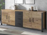 Mobistoxx Dressoir OLIANNE 4 deuren 3 lades appenzeller sparren/zwart