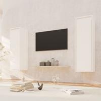 Wandkasten 2 st 30x30x100 cm massief grenenhout wit